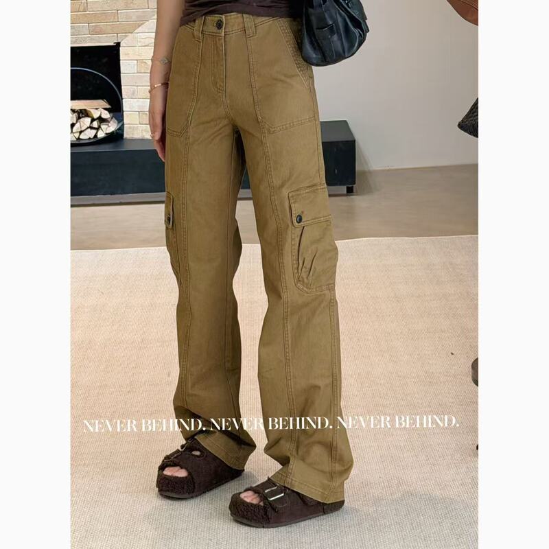8.8 Multi-Pocket Workwear High-Waisted Slimming Straight-Leg Casual Pants 8.8 Multi-Pocket Workwear High-Waisted Slimming Straight-Leg Casual Pants