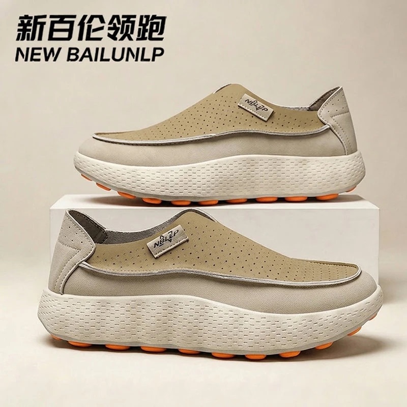 New Balance Leading Massage-Soled Men's Shoes, New Summer Breathable Slip-On Loafers, Men's Thick-Soled Height-Increasing Shoes New Balance Leading Massage-Soled Men's Shoes, New Summer Breathable Slip-On Loafers, Men's Thick-Soled Height-Increasing Shoes