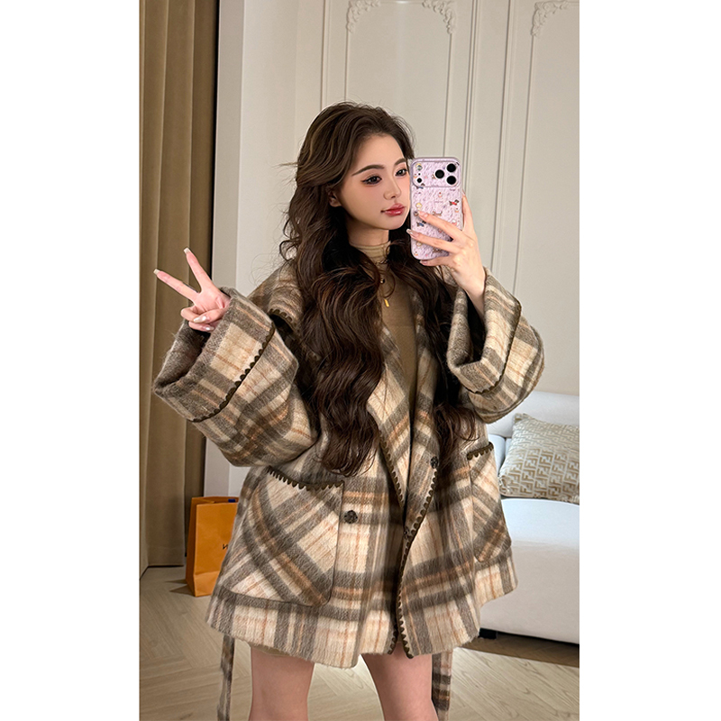 Woolen Fabric Nene / Sydney Coast Designer Haute Couture Style! Sheep's Wool Handmade Shell-Sleeve Double-Sided Wool Coat