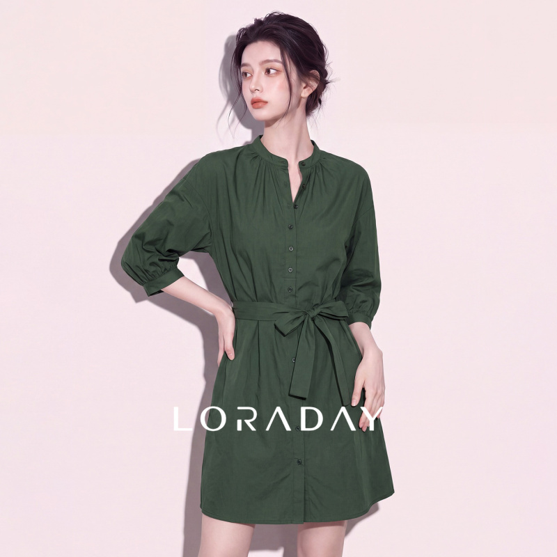 Lora Day French-Style Petite Exquisite and Sophisticated Dress with a High Aesthetic Appeal, Dopamine Green Tie-Up Dress Lora Day French-Style Petite Exquisite and Sophisticated Dress with a High Aesthetic Appeal, Dopamine Green Tie-Up Dress
