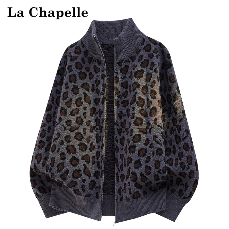 La Chapelle American-Style Leopard Print Stand-Up Collar Cardigan Sweater for Men, Autumn Loose and Casual Versatile Knitwear Jacket La Chapelle American-Style Leopard Print Stand-Up Collar Cardigan Sweater for Men, Autumn Loose and Casual Versatile Knitwear Jacket