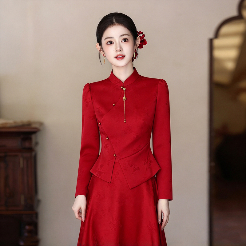 New Chinese-Style Wedding Dress for the Bride 2026 New Engagement Dress Red High-End Morning Gown Homecoming Banquet Casual Wear New Chinese-Style Wedding Dress for the Bride 2026 New Engagement Dress Red High-End Morning Gown Homecoming Banquet Casual Wear