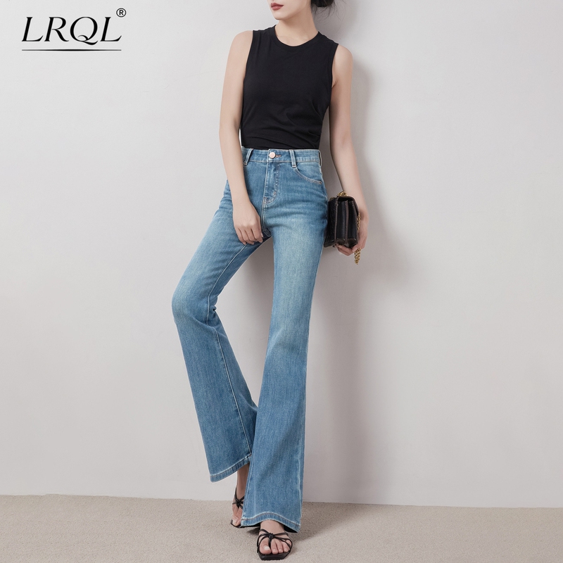 Vintage Slim-Fit Four-Way Stretch High-Waisted Flared Jeans for Women, New Spring/Autumn Style, Loose and Versatile, Slightly Flared, Slimming Pants