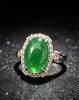 Natural grade A jade full green cabochon ring FKL00369