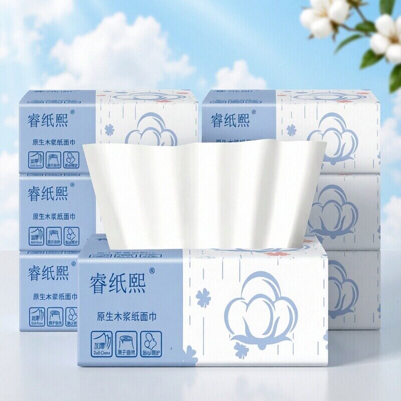 Original Wood Pulp Sanitary Extraction-Type Toilet Paper, Clean and Hygienic, One Cent Per Pack, 2-Ply, Suitable for Dormitory, Car, Living Room, and Dining Room