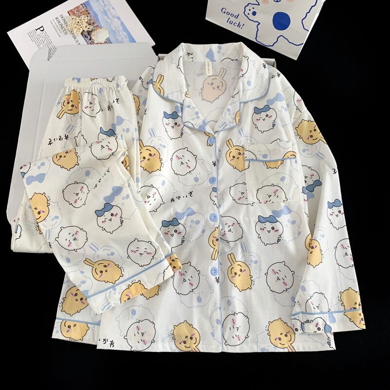 Usaqi Xiaoba Couple's Pajamas for Women, Spring and Autumn, Pure Cotton, Long-Sleeved, Long-Pants, Cute Cartoon Men's Loungewear Set Usaqi Xiaoba Couple's Pajamas for Women, Spring and Autumn, Pure Cotton, Long-Sleeved, Long-Pants, Cute Cartoon Men's Loungewear Set