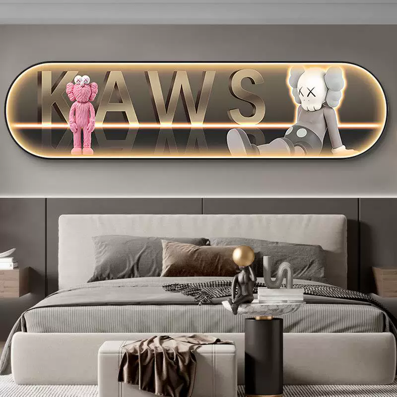 [KAWS полочка картина спальня гостиная настенная с LED подсветкой]
