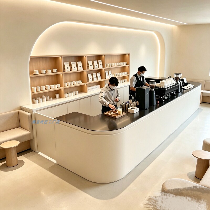 New Coffee Shop, Bar Counter, Milk Tea Shop, Clothing Store, Front Desk, Homestay, Bakery, Yoga Studio, Cash Register, Reception Counter, Wabi-Sabi Style