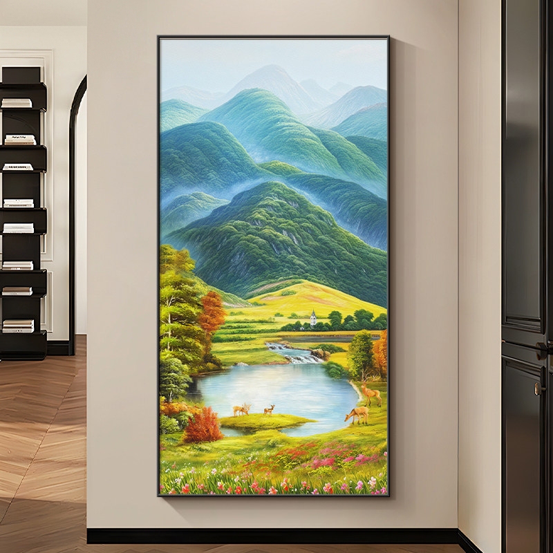 Modern Minimalist Decorative Painting for Entrance Hall, Western Wall Corridor, and Hallway; Landscape Painting Vertical Wall Art