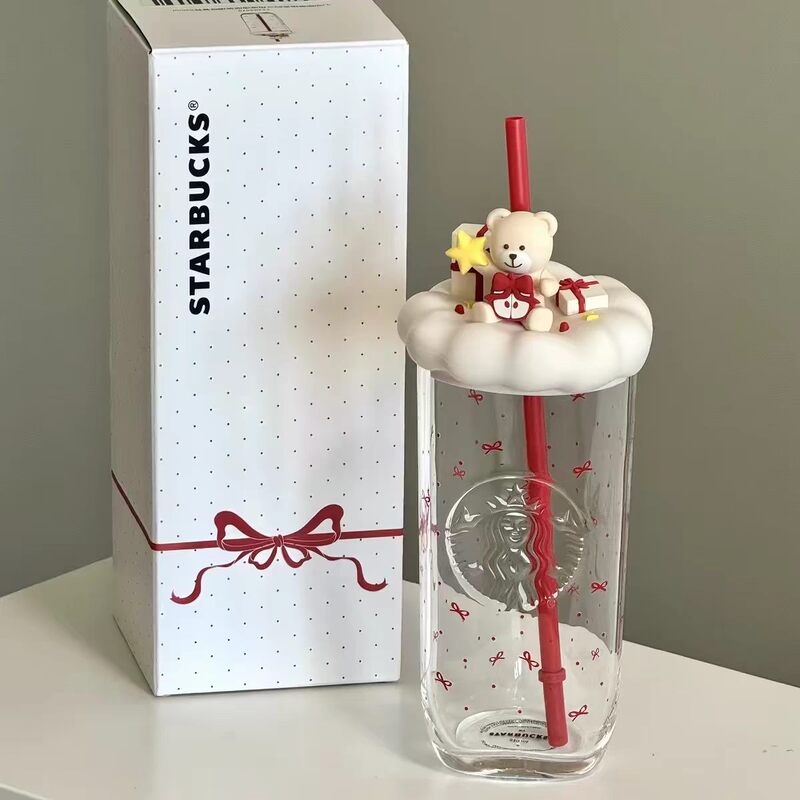 Starbucks Cup Starry Confession Series Triangular Glass Straw Cup Large Capacity High Temperature Resistant Coffee Cup Gift
