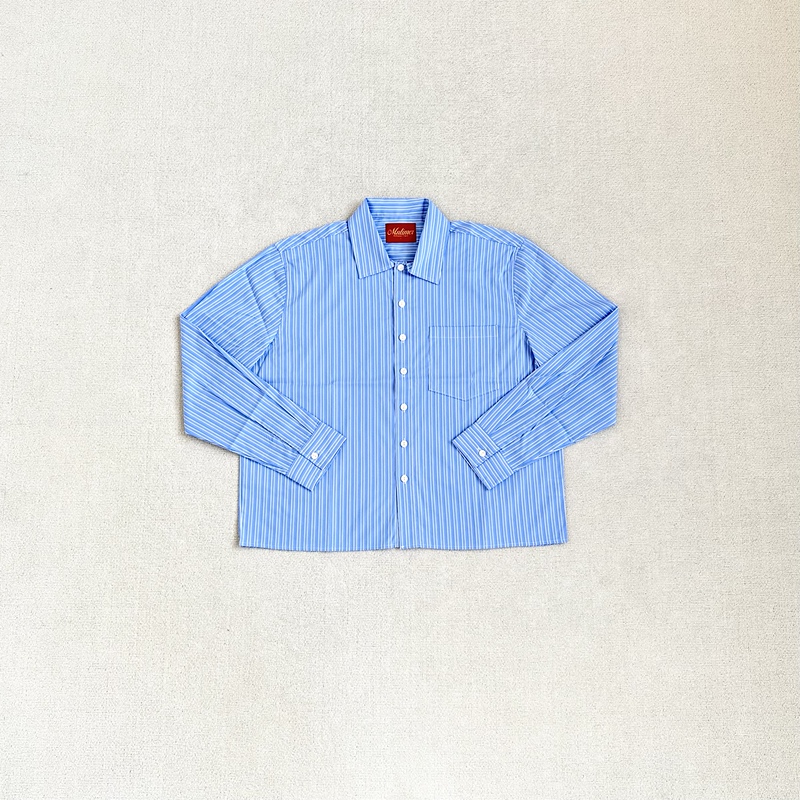 F-Mutime* Date Blue Striped Long-Sleeved Shirt