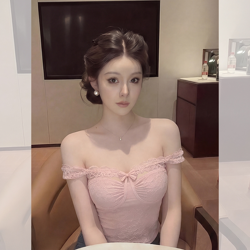 2026 New Style Stunning Hot Girl Camisole for Women, Summer Stunning Pink Lace Splicing Butterfly Slim-Fit Off-Shoulder Top 2026 New Style Stunning Hot Girl Camisole for Women, Summer Stunning Pink Lace Splicing Butterfly Slim-Fit Off-Shoulder Top