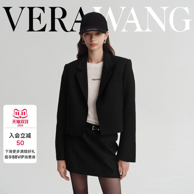 [Celebrity Style] Verawang Black Slim Fit Blazer for Women, Autumn Designer Style, High-End Light Luxury Short Jacket