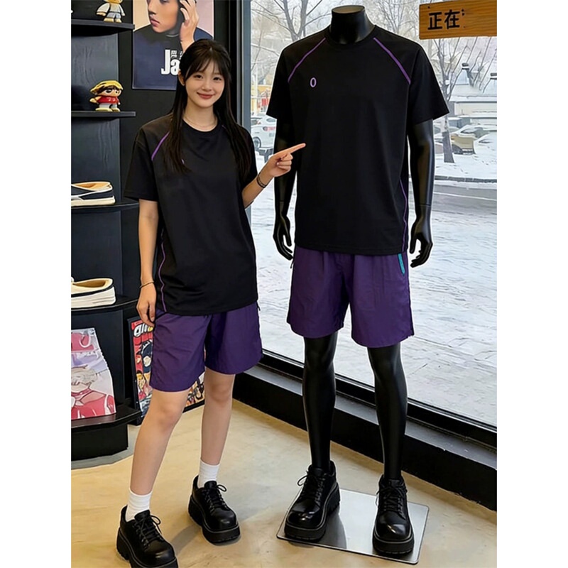 Korean Uamtor Outdoor Badminton Tennis Short-Sleeved Shorts Men's and Women's Summer Quick-Drying Clothing Sports Suit Cycling Clothing