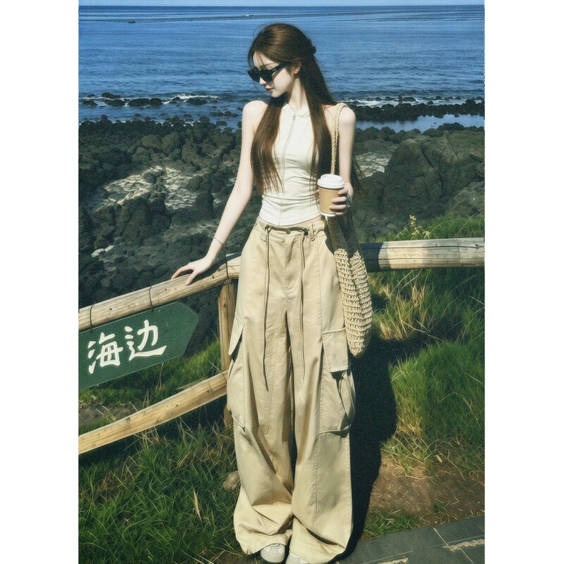 Korean Uamtor Super Trendy Outfit, a Complete Set of Hot Girl Tank Tops and Summer Wide-Leg Pants, Beautiful Two-Piece Set Korean Uamtor Super Trendy Outfit, a Complete Set of Hot Girl Tank Tops and Summer Wide-Leg Pants, Beautiful Two-Piece Set