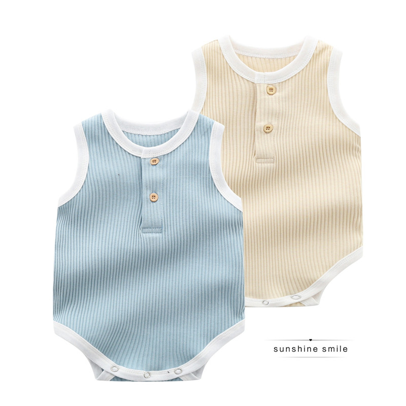 Korean baby pit strip one-piece clothes summer thin section newborn simple bag fart clothes baby sleeveless cotton romper