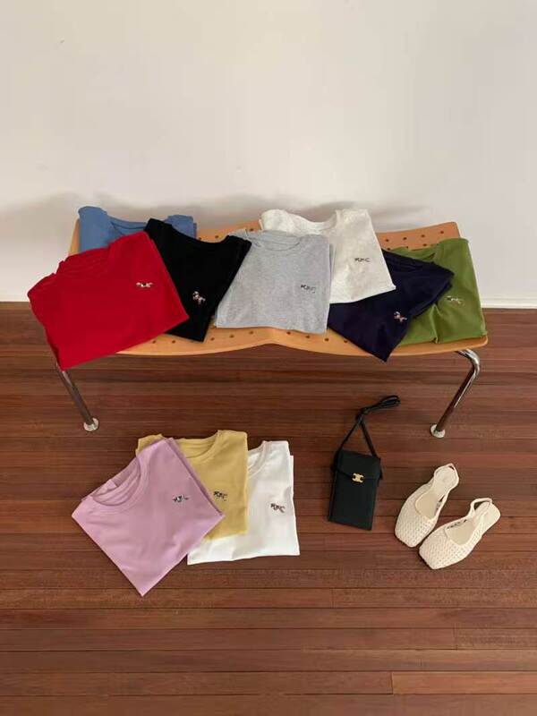 Prices Have Been Released for 2026 Embroidered Puppy T-Shirts for Women, Round Neck, Loose Fit, Versatile, Multi-Color Basic Short-Sleeve Tops 612