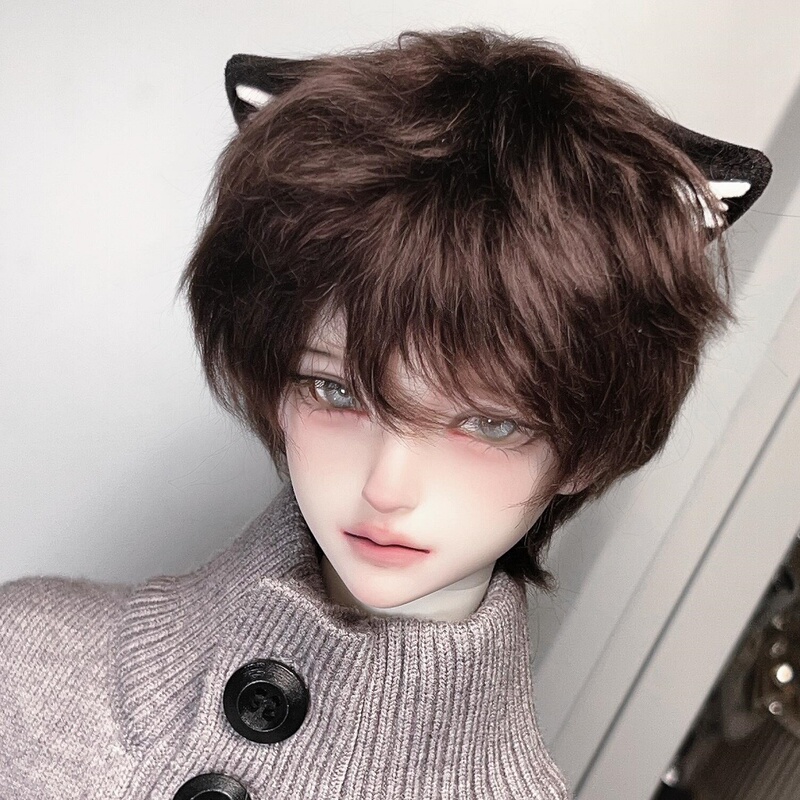 Bjd Male Wig 3/4/6 Scale, Japanese Style Brown Short Hair with Bangs, Soft and Easy to Style for Everyday Wear