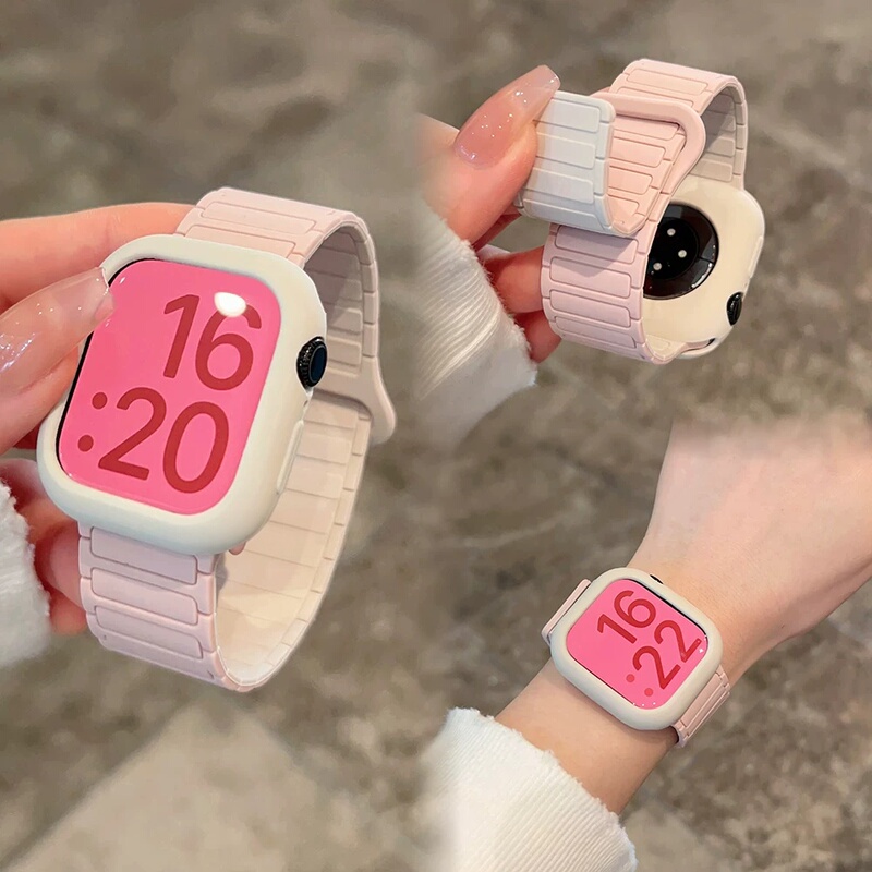 Suitable for iWatch Apple Watch Strap S11 Zhang Jingyi Same Model Magnetic S10 Silicone Se3 Women's Ultra-Specific S9 Creative New Product High-End Texture Niche Suitable for iWatch Apple Watch Strap S11 Zhang Jingyi Same Model Magnetic S10 Silicone Se3 Women's Ultra-Specific S9 Creative New Product High-End Texture Niche