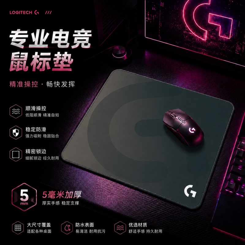 New Logitech Gpw Dedicated Gaming Mouse Pad, Extra Large, Non-Slip, Office Use, Fps Edge-Locking, Fine Surface, Silky Smooth Desk Mat
