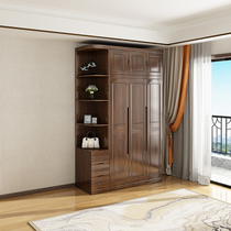 Wardrobe walnut wood wood wardrobe modern minimalist home bedroom wardrobe