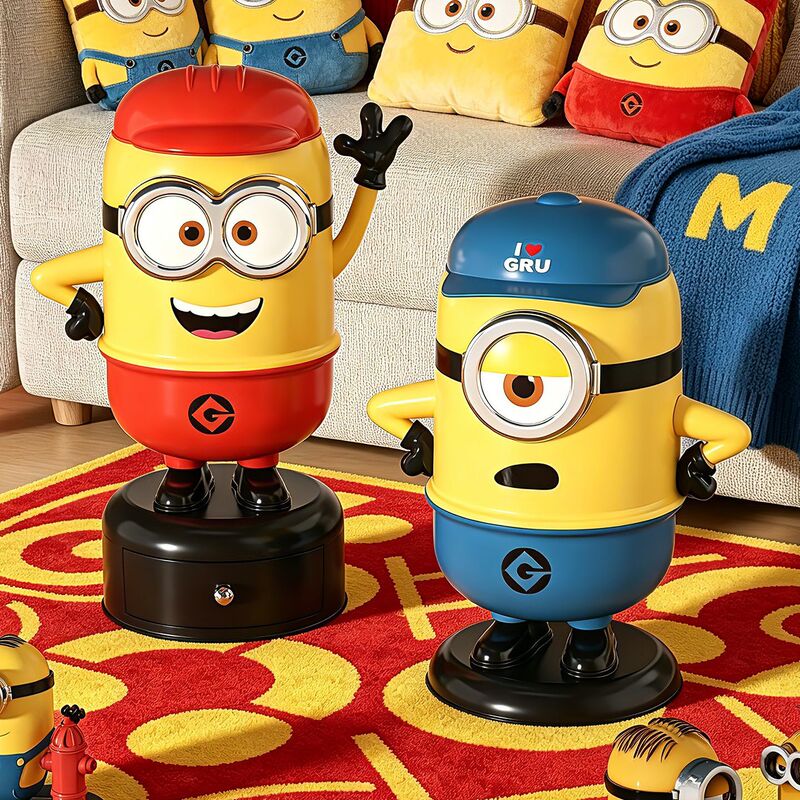 Household Minion Trash Can, Luxury High-Capacity Trash Bin for Living Room, High-End Trash Can for Bathroom and Bedroom, Stylish Wastebasket Household Minion Trash Can, Luxury High-Capacity Trash Bin for Living Room, High-End Trash Can for Bathroom and Bedroom, Stylish Wastebasket