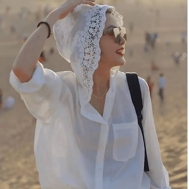 Trendy and Sophisticated Shirt 2026 New Summer Lace Hollow-Out Hooded Design Shirt Sun-Protective Thin Jacket Trendy and Sophisticated Shirt 2026 New Summer Lace Hollow-Out Hooded Design Shirt Sun-Protective Thin Jacket