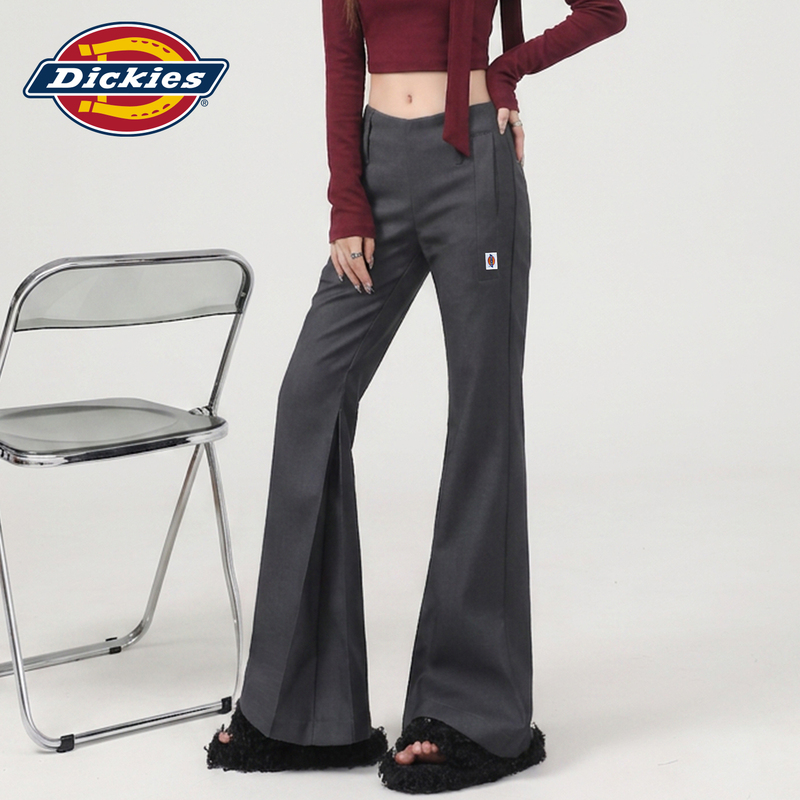 Dickies Gray Flared Casual Pants for Women, New Autumn Style, Drapey, Slim Fit, Commuter Slimming Suit Pants