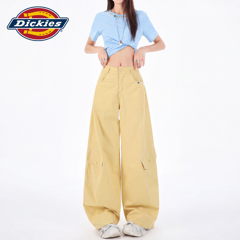 Dickies Yellow Wide-Leg Casual Pants for Women, New Autumn Style, Drapey, Slimming, Multi-Pocket Work Pants Dickies Yellow Wide-Leg Casual Pants for Women, New Autumn Style, Drapey, Slimming, Multi-Pocket Work Pants