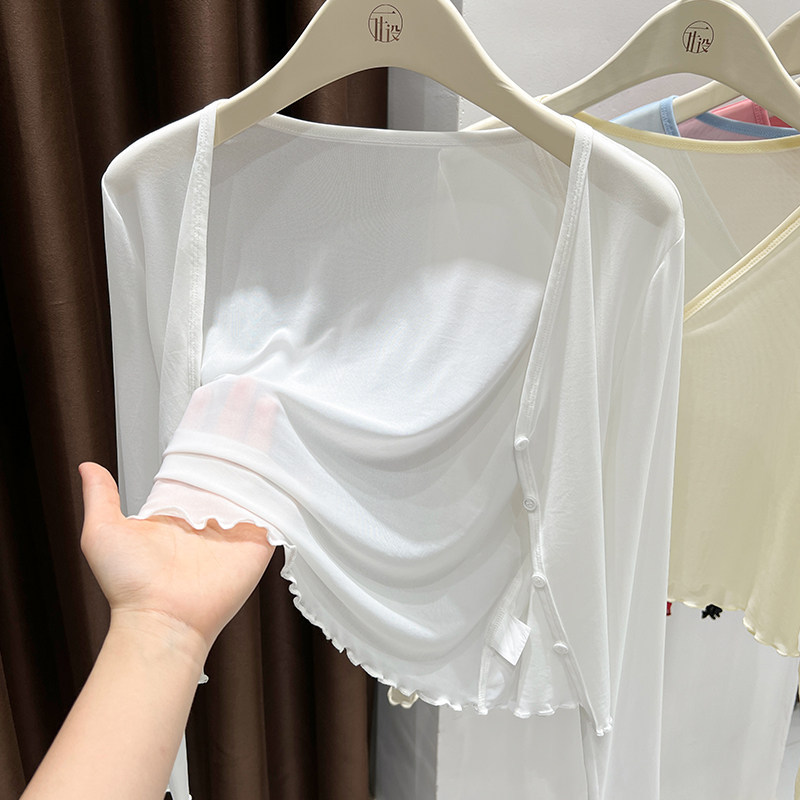 2026 New Women's Thin Polyester Cardigan for Summer, Paired with Skirts, Sun Protection, High-End Feel, Shawl, Camisole, Outerwear, Cover-Up
