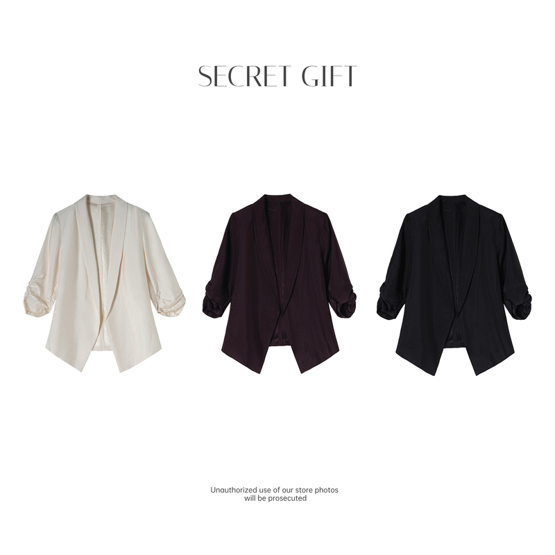 【Same as in Store】【Secret Gift】Heavyweight Acetate Reverse-Engineered Light Suit Jacket with a Green Fruit Collar