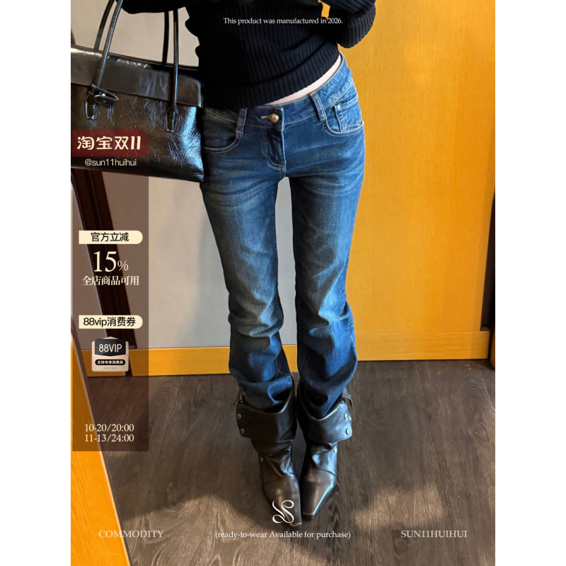 Sun11【Trendy Pants】Classic Blue Distressed Slim Fit Flared Jeans for Women, Autumn/Winter Slimming Flare Pants Sun11【Trendy Pants】Classic Blue Distressed Slim Fit Flared Jeans for Women, Autumn/Winter Slimming Flare Pants