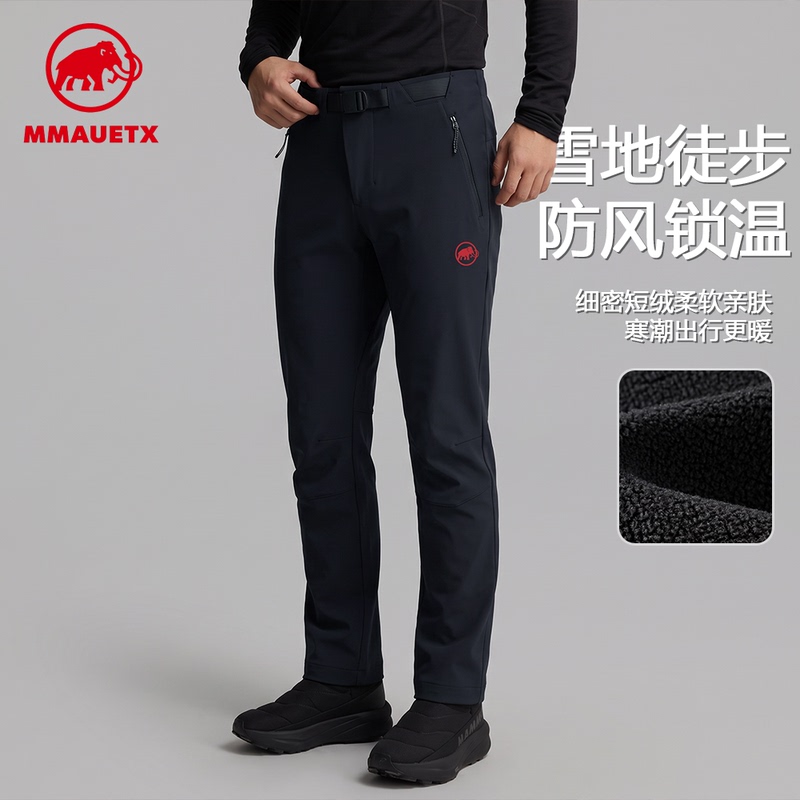 Official Website Genuine Mammoth Series Outdoor Fleece Softshell Pants for Men, Water-Resistant Straight-Leg Business Casual Warm Long Pants