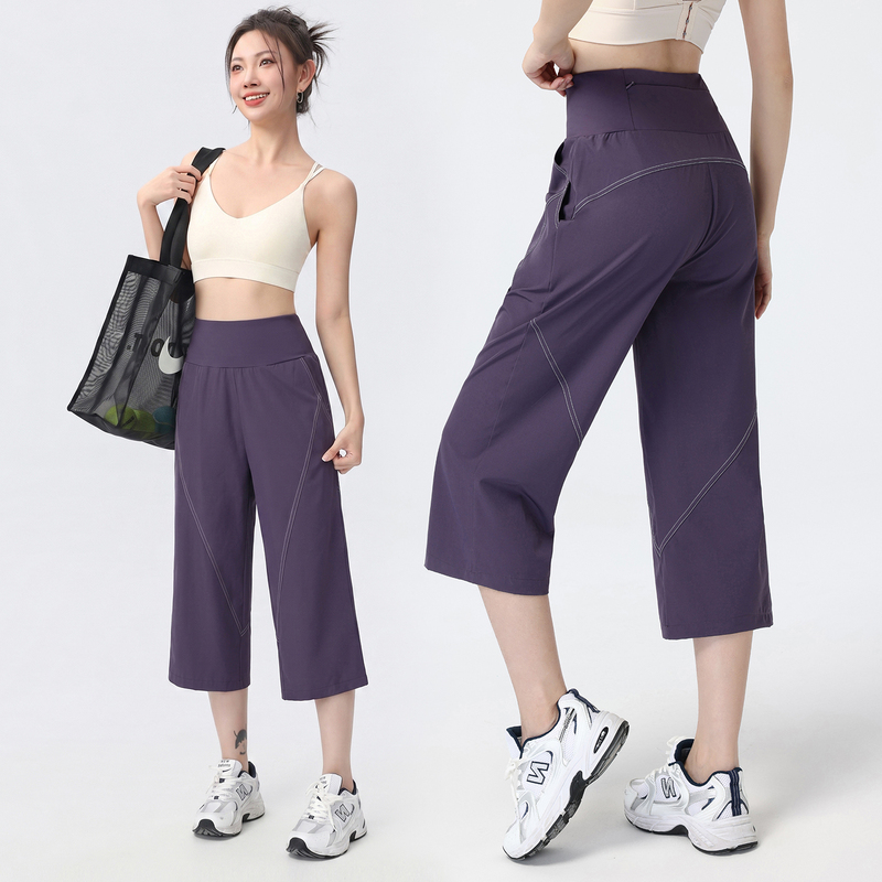 Women's Running Capri Pants, Straight-Leg, Thin, Loose-Fitting, Slimming, Gym Pants with Back Pocket for Phone, Training Pants Women's Running Capri Pants, Straight-Leg, Thin, Loose-Fitting, Slimming, Gym Pants with Back Pocket for Phone, Training Pants
