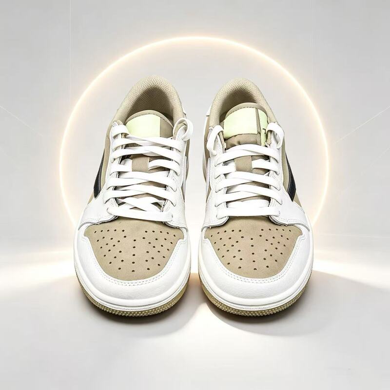 Limited Edition Travis Scott 2.0 Collaboration White and Brown 3.0 Reverse Hook 10.0 Lightning White and Brown Trendy Sneakers for Men and Women