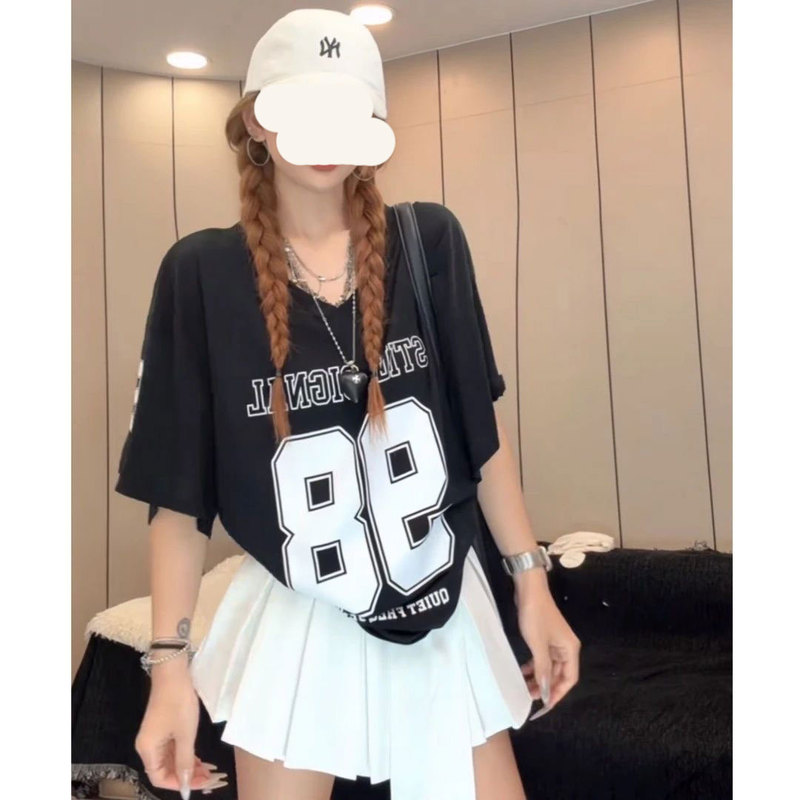 Summer Loose-Fitting Sports Digital Print Short-Sleeve American Style New T-Shirt Casual Versatile Slimming Top Short Jersey