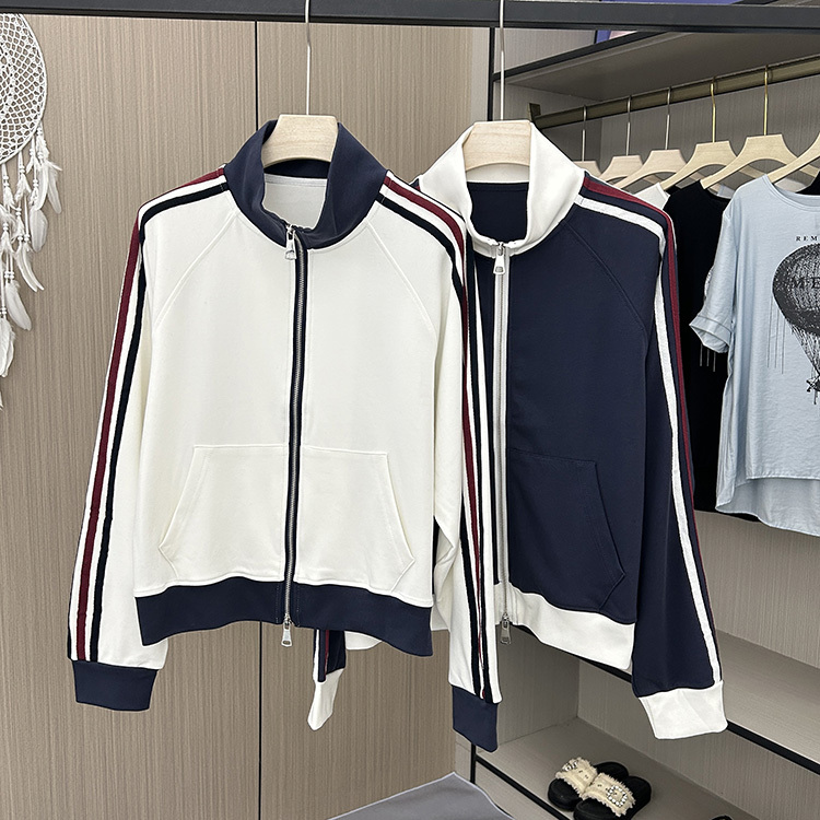 American-Style Jacket for Women, New Model for Petite Figures, Spring and Autumn Knit Top, Korean-Style Baseball Jacket, Sports Long-Sleeve Jacket American-Style Jacket for Women, New Model for Petite Figures, Spring and Autumn Knit Top, Korean-Style Baseball Jacket, Sports Long-Sleeve Jacket