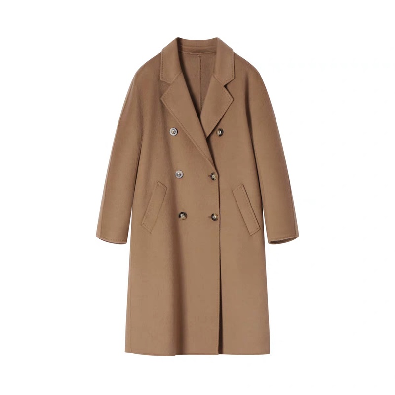 Heavyweight Cashmere Coat~Soft Gold Cashmere Notch Lapel Long Double-Breasted Coat 101801 A04-120 Heavyweight Cashmere Coat~Soft Gold Cashmere Notch Lapel Long Double-Breasted Coat 101801 A04-120