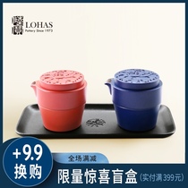 Lu Bao Ceramic tea set Flower and Full Moon tea gift A pot and a cup with tea tray tray gift box storage portable tea set