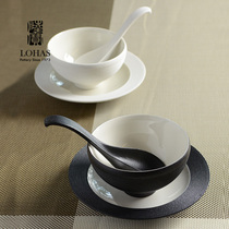 Lu Bao ceramic bowl Japanese tableware Household rice bowl Dinner plate dish dish Salad bowl Soup bowl Zen wind swirl pattern design