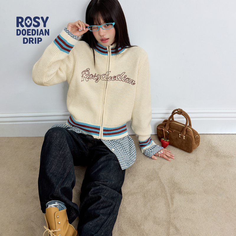 Rosydoedian[I Love Rdd] Zhao Lusi's Same Style Thin Knit Sweater Top Women's Cardigan Jacket Early Autumn Sweater