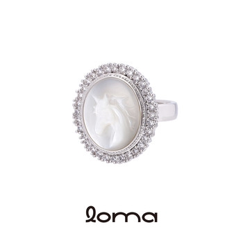 Loma<unicorn>dream white shell adjustable ring