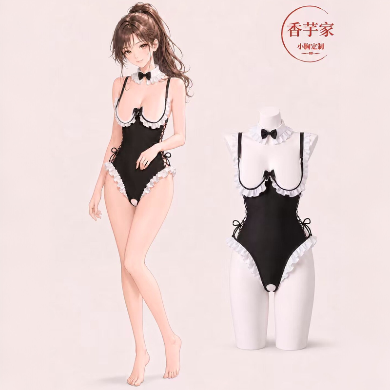 Women Showing Off Their Bodies, Seductive Small Breasts That Look Bigger, Sexy Nightgowns, Maid Cosplay, Lace, Sexual Teasing, Gathering Together in Uniform, Sensual