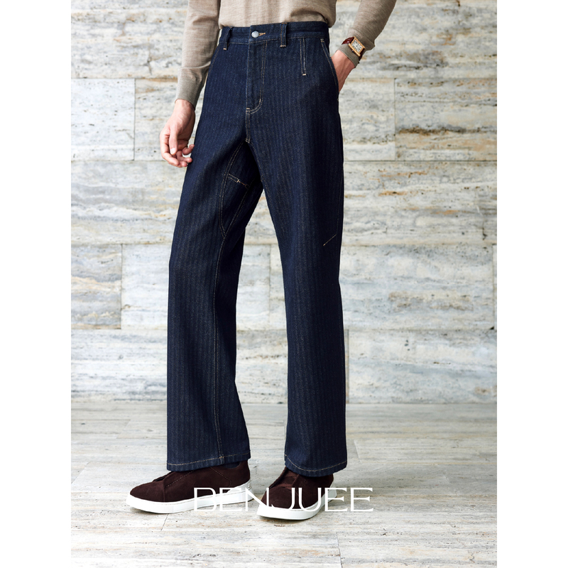 Benjuee Men's Slim Fit Straight-Leg Jeans 2026 New Lyocell Diamond Crotch Herringbone Pattern Benjuee Men's Slim Fit Straight-Leg Jeans 2026 New Lyocell Diamond Crotch Herringbone Pattern