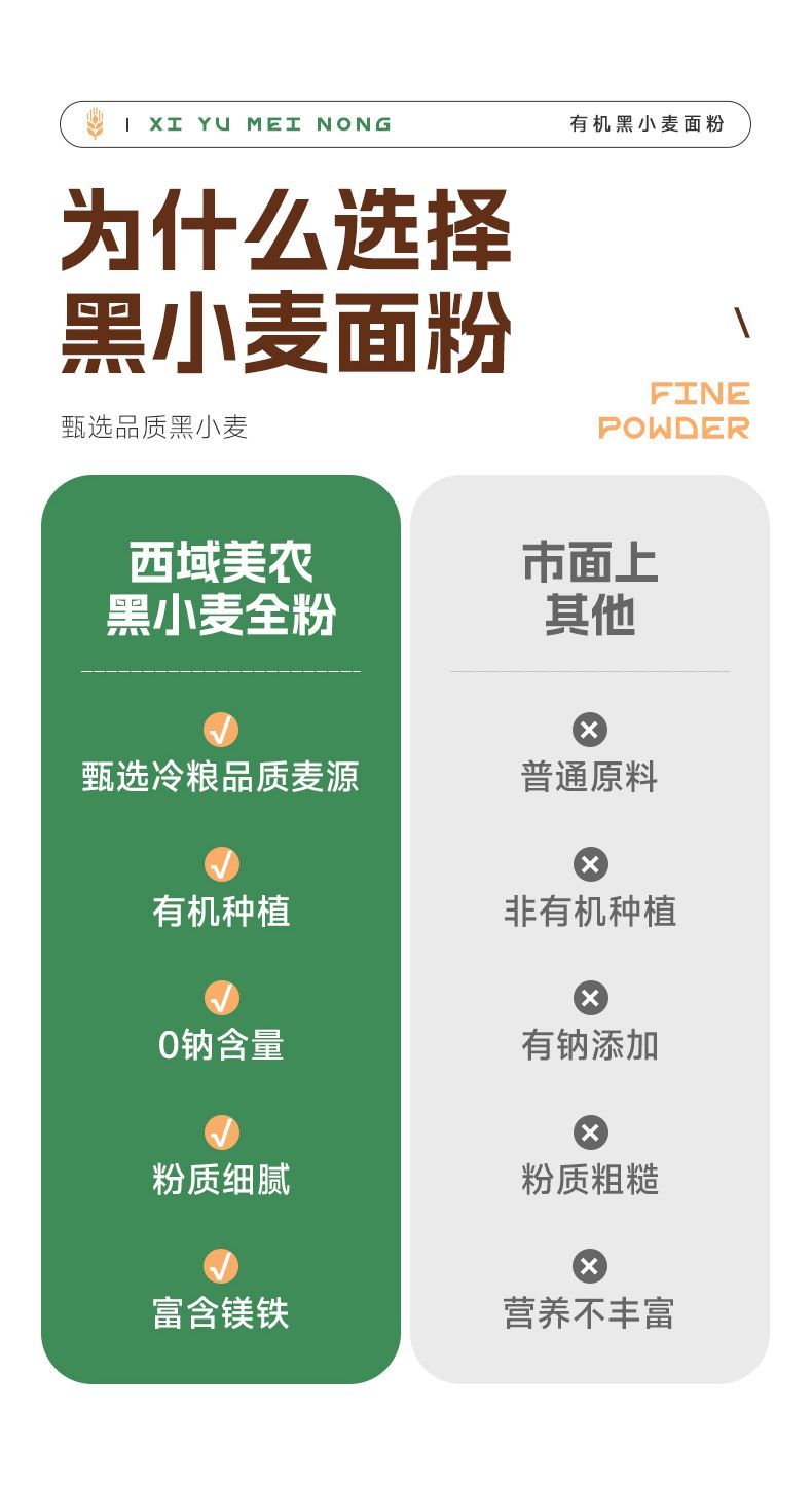 安享好物 安享A级小麦面粉-西域美农有机黑小麦粉  