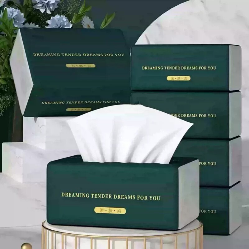 Dark Green High-End Tissue Paper, Soft and Skin-Friendly, Suitable for Mothers and Babies, Can Be Placed on the Coffee Table in the Living Room for Daily Use Dark Green High-End Tissue Paper, Soft and Skin-Friendly, Suitable for Mothers and Babies, Can Be Placed on the Coffee Table in the Living Room for Daily Use