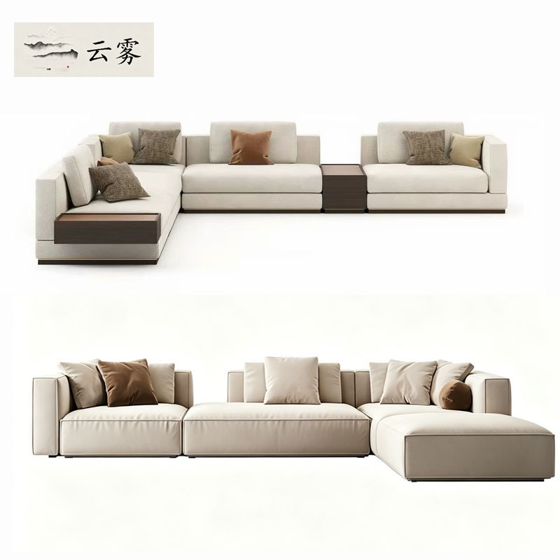 Hotel Modern Corner Sofa, Sales Office Lobby L-Shaped Multi-Person Booth, Model Room Living Room Chaise Lounge Sofa