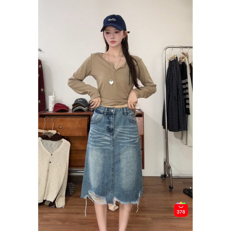 26N0807【Selected by Local Girls】Six-Point Denim Skirt 8816