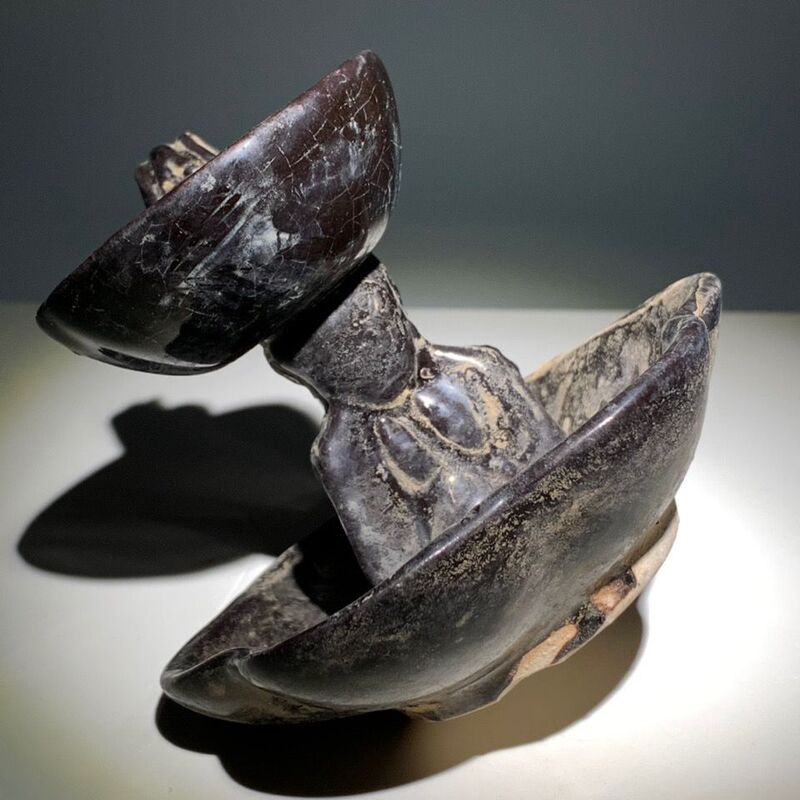 Antique Porcelain, Song Dynasty Jizhou Kiln Black-Glazed Agate Oil Lamp, Old Object Collection and Display Piece