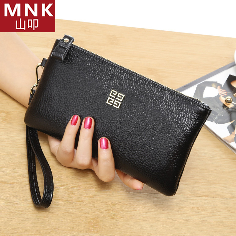 Shankou Mnk Genuine Leather Texture Clutch Bag Women's New Coin Purse Long Style Fashionable Soft Leather Small Handbag